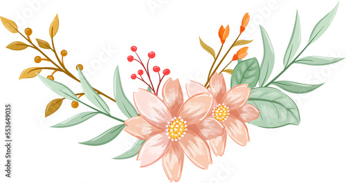 Orange Flower Arrangement with watercolor style