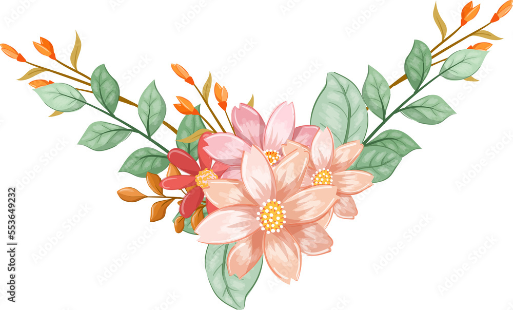 Obraz premium Orange Flower Arrangement with watercolor style