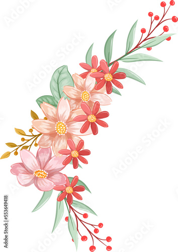 Orange Flower Arrangement with watercolor style © niloka studio