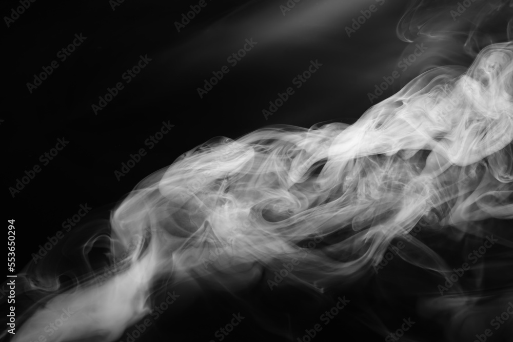 White fume on black background White fume on black background
