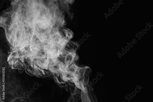 White fume on black background