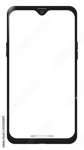 Realistics latest android smart phone. Mobile mokeup with transparent screen. Phone mokeup in front .Vector illustration