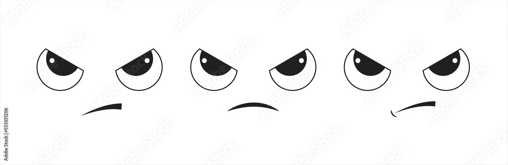 Angry face icon. Upset, disappointed face emoji, Vector illustration Angry face icon. Upset, disappointed face emoji, Vector illustration