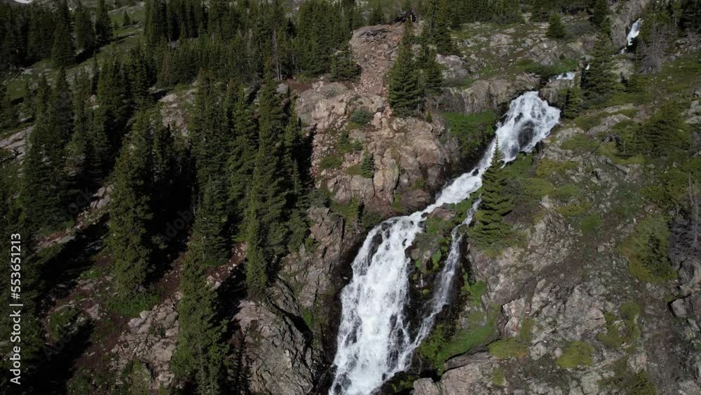 Continental Falls, Tenmile Mountain Range Colorado USA. Aerial View of Flowing Glacial Water and Landscape Continental Falls, Tenmile Mountain Range Colorado USA. Aerial View of Flowing Glacial Water and Landscape