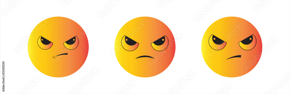 Angry face icon. Upset, disappointed face emoji, Vector illustration Angry face icon. Upset, disappointed face emoji, Vector illustration