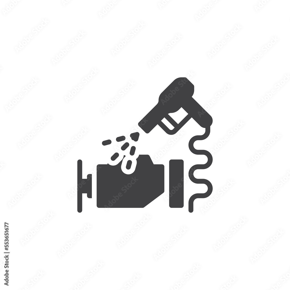 Car engine washing vector icon Car engine washing vector icon