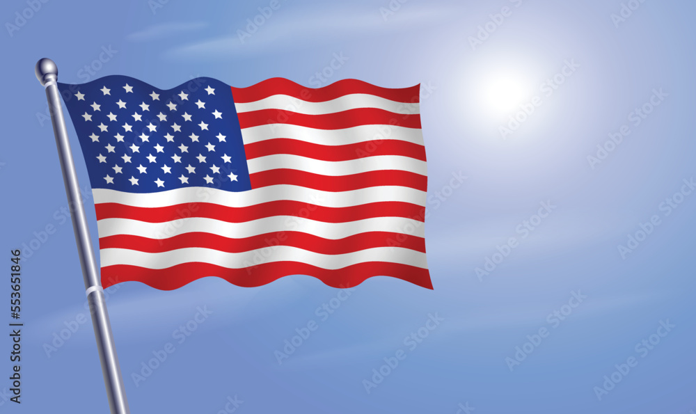 Fototapeta premium United States flag against a blue sky