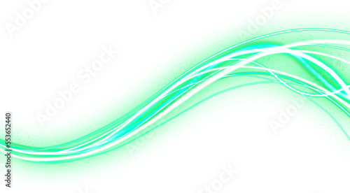 Luminous green neon waves