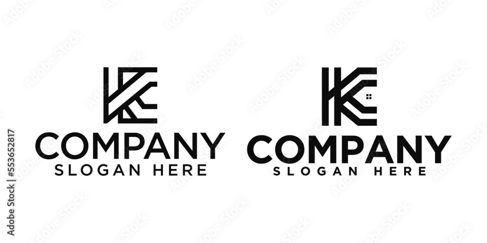 set of letter k and home logo icon and vector	