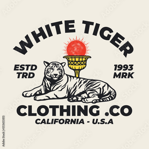Vector Tiger illustration Hand Drawn Clothing Apparel Logo Badge
