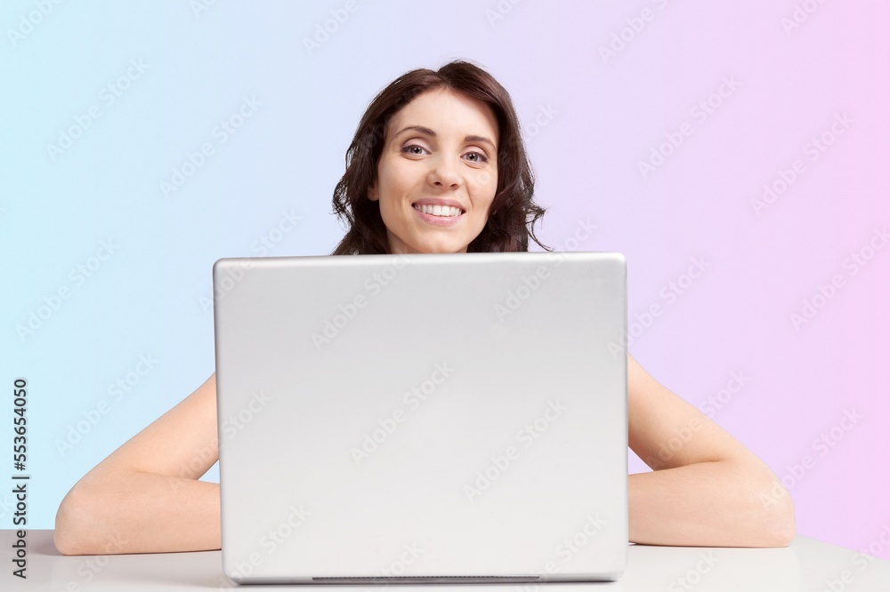 Happy young girl using laptop Happy young girl using laptop