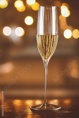 A modern glass of champagne with a blurred background