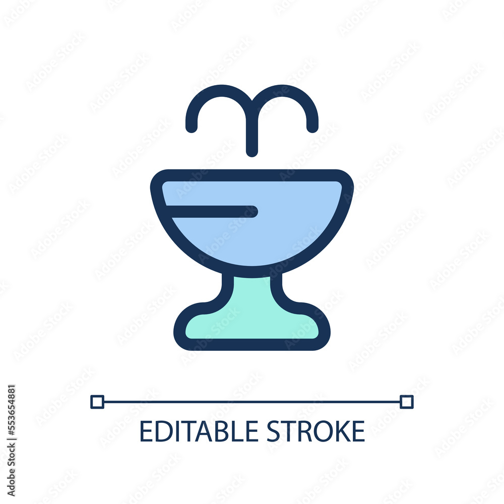 Public water fountain pixel perfect RGB color ui icon. Drinking source. Simple filled line element. GUI, UX design for mobile app. Vector isolated pictogram. Editable stroke. Arial font used Public water fountain pixel perfect RGB color ui icon. Drinking source. Simple filled line element. GUI, UX design for mobile app. Vector isolated pictogram. Editable stroke. Arial font used