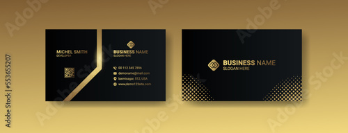 Golden halftone creative modern business card template design