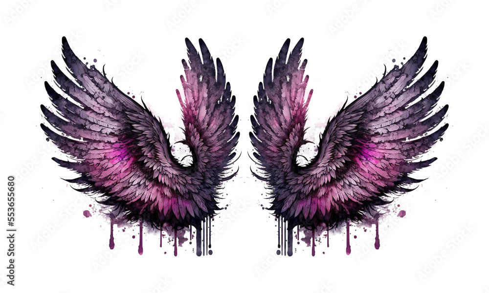 Fototapeta premium Beautiful magic watercolor angel wings