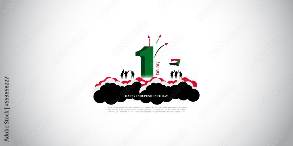 Vector illustration of happy independence day Sudan