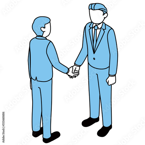 取引相手と握手をするサラリーマン、2人のビジネスマン