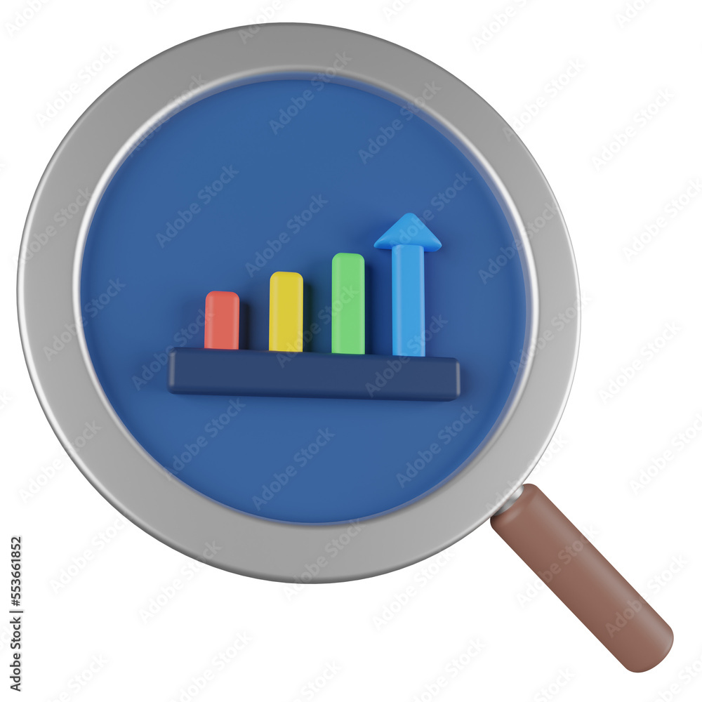 search analysis bar chart 3d render icon with transparent background search analysis bar chart 3d render icon with transparent background