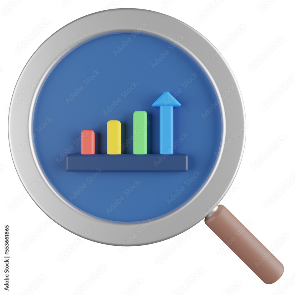 search analysis bar chart 3d render icon with transparent background search analysis bar chart 3d render icon with transparent background