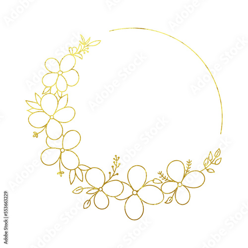 golden laurel wreath hand drawn elegant wedding frame