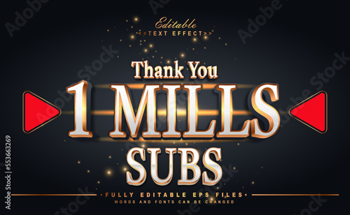 editable one million subsriber text effect.logo text.typhography logo