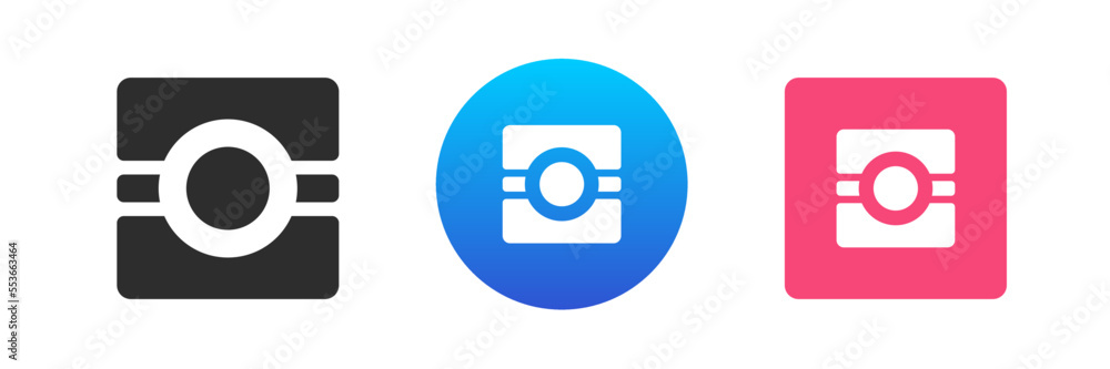 Photo camera multimedia content creation device icon set vector flat illustration Photo camera multimedia content creation device icon set vector flat illustration