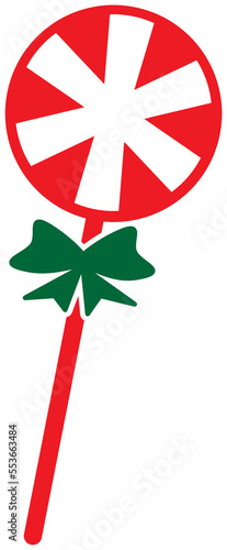 Christmas Lollipop Candy with Stick and holly