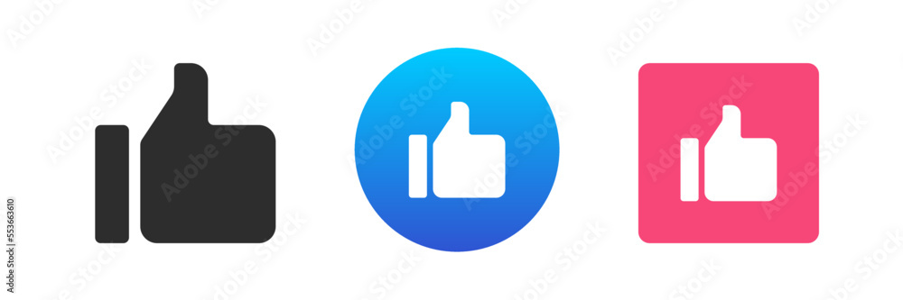 Like thumb up social network recommendation approved symbol icon set vector flat illustration Like thumb up social network recommendation approved symbol icon set vector flat illustration