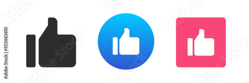 Like thumb up social network recommendation approved symbol icon set vector flat illustration