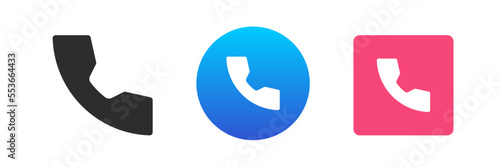 Phone call telephone handset remotely communication connection receiver icon set vector flat