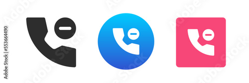 Phone call delete cancel related function minus symbol remove contact icon set vector flat
