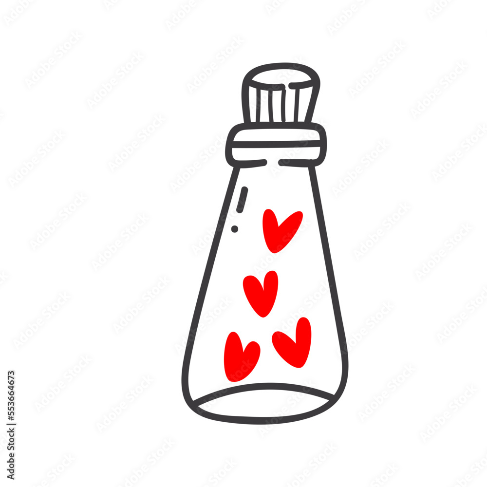 bottle with red hearts bottle with red hearts