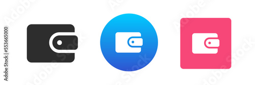 Wallet cash money financial payment banking account budget accessory icon set vector flat