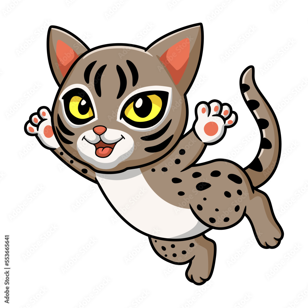 Fototapeta premium Cute ocicat cat cartoon flying