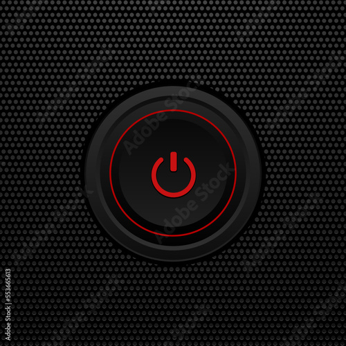 Realistic  red power plastic knob closeup circle button icon vector eps 10 design