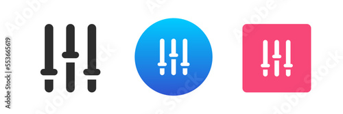 Settings panel switch button navigation audio balance control push power icon set vector flat