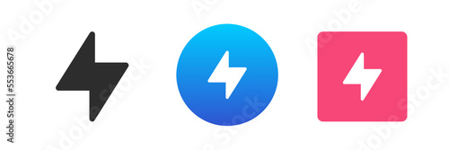 Charge lightning electricity power fast flash speed energy icon set vector flat illustration