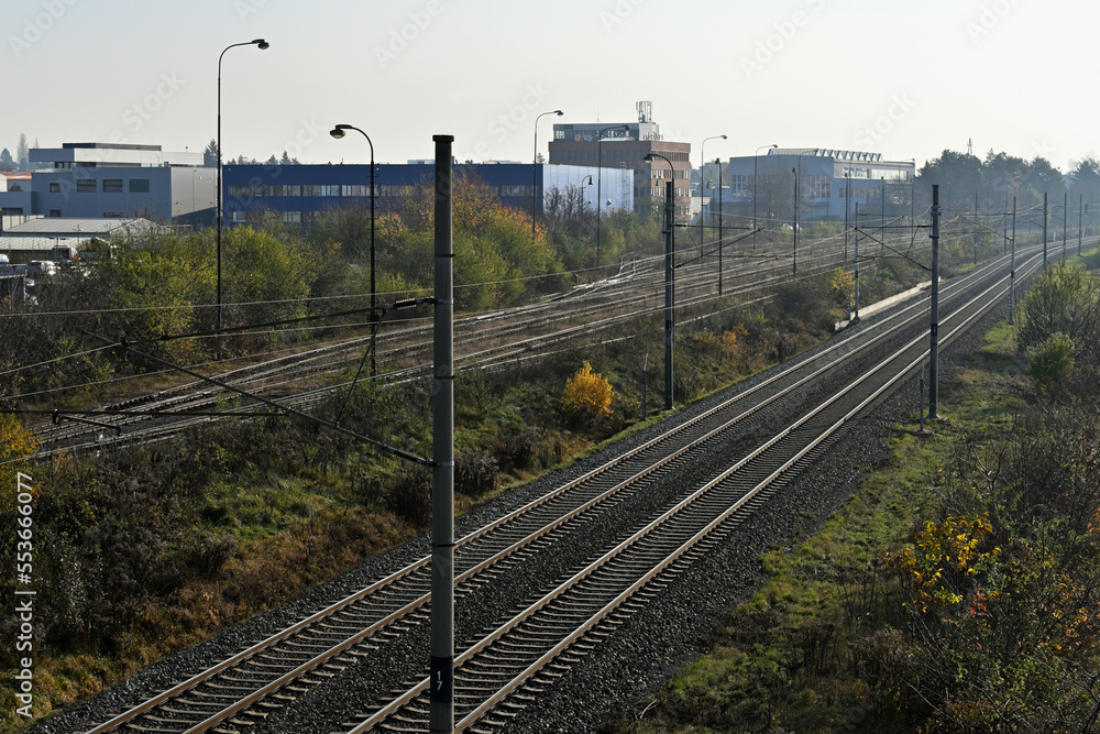 Railway track at an industrial area near Brno, Czech Republic