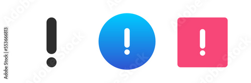 Exclamation mark hazard dangerous warning attention alert icon set vector flat illustration