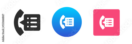 Phone book telephone call contact list name address distance communication icon set vector flat