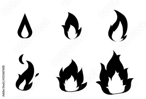 炎のシルエットセット　ベクター