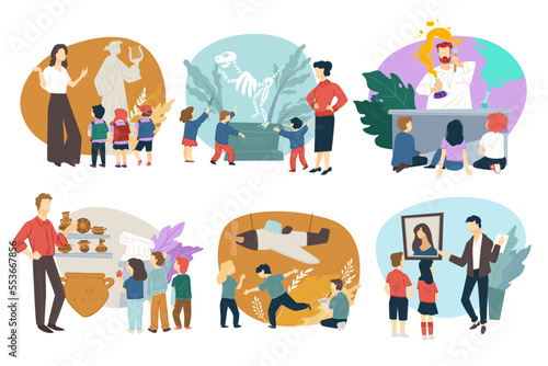 School children on excursion in museums vector