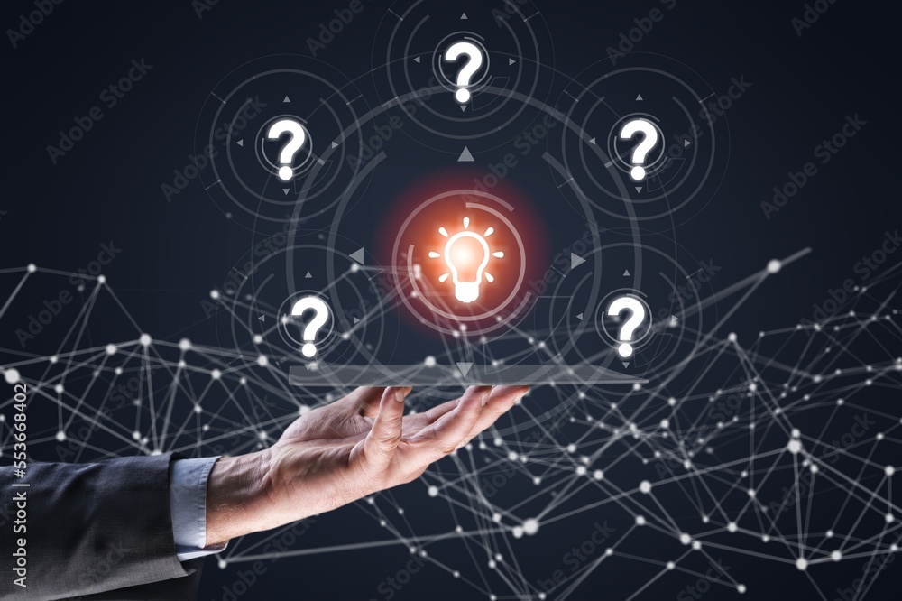 Young business person with digital infographic Young business person with digital infographic