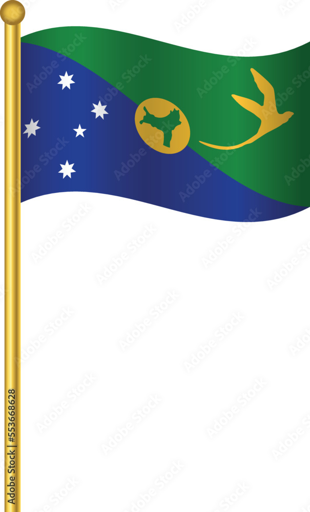 Flag of Christmas Island,Christmas Island flag Golden waving isolated vector illustration eps10. Flag of Christmas Island,Christmas Island flag Golden waving isolated vector illustration eps10.