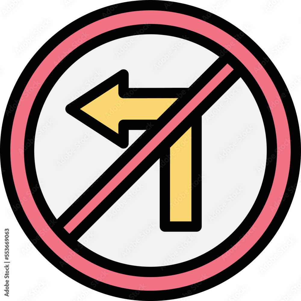 No turn left Vector Icon Design Illustration No turn left Vector Icon Design Illustration