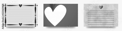 メッセージが書ける ベクターハートイラストの　長方形テンプレート　シンプルなカード/ポストカード/メモ/背景/壁紙/ビジネス