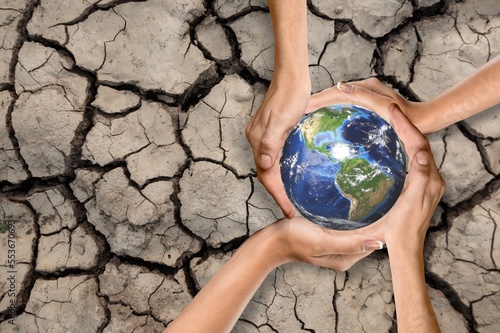 Environment concept. Hands hold earth globe