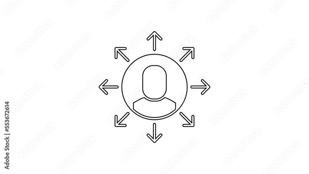 Black line Multitasking manager working icon isolated on white background. 4K Video motion graphic animation Black line Multitasking manager working icon isolated on white background. 4K Video motion graphic animation