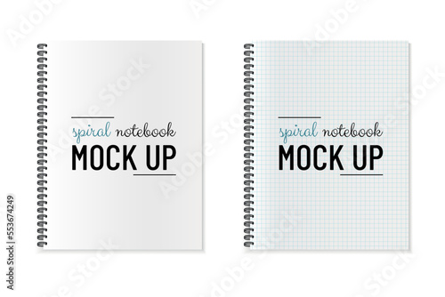 Spiral Notebook Templates - Vector Mock Up Illustrations With Copy Space Isolated On White Background