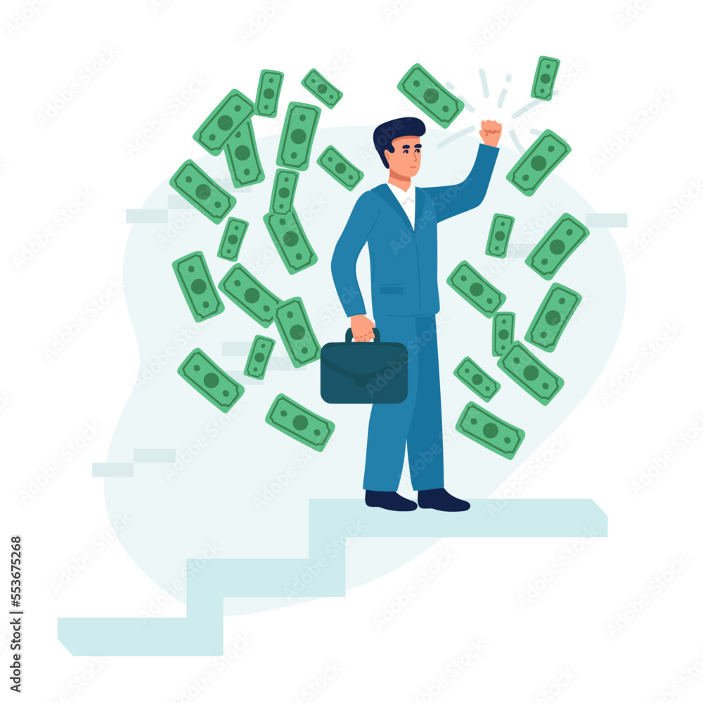 Hope to success in business, accomplishment or reaching business goal, reward and motivation concept, smart confident businessman climb up stair to the top to reaching to grab precious star reward Hope to success in business, accomplishment or reaching business goal, reward and motivation concept, smart confident businessman climb up stair to the top to reaching to grab precious star reward